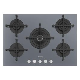 PV275S Piano Cottura a Gas 5 Zone Griglie in Ghisa 75 cm Argento