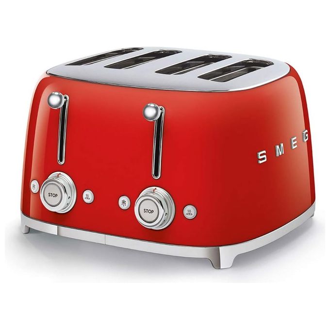 Image of Smeg TSF03RDEU Estetica 50's Style Tostapane 4 Fette 6 Livelli di Doratura Rosso