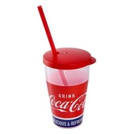 Bicchiere con Cannuccia Coca-Cola Rosso