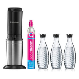 Crystal 3.0 Gasatore d'Acqua Nero 3 Bottiglie Vetro da 0,7 Litri Cilindro Co2