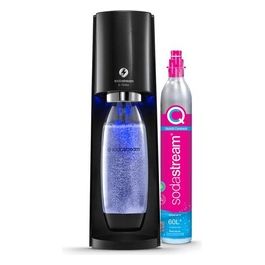 E-Terra Gasatore d'Acqua Nero 1 Bottiglia pet 1 Litro Cilindro Co2