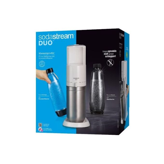 Image of Sodastream Gasatore d'Acqua Duo Bianco 1 Bottiglia di Plastica 1 Bottiglia di Vetro 1 Cilindro Co2
