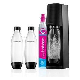 Gasatore d'Acqua Terra Nero 2 Bottiglie Lavabili da 1 Litro 1 Cilindro Co2