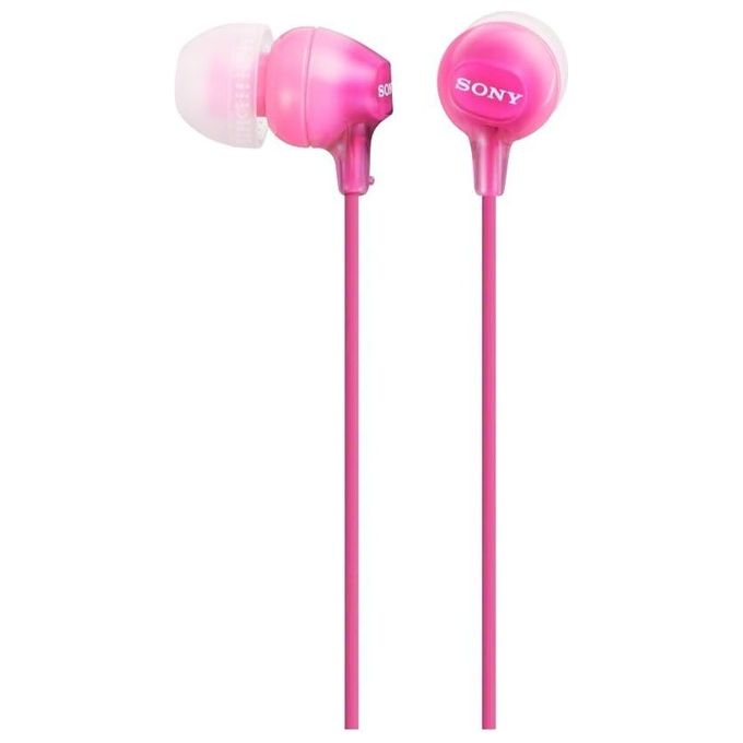 Sony MDR-EX15LP Cuffie intrauricolari leggere con driver 8 Hz–22 kHz da 9 mm, auricolari in silicone e jack 3,5mm Rosa