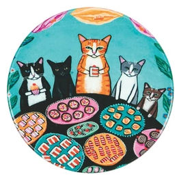 Sottopentola tondo 16 cm in ceramica, fondo in sughero termoisolante, Fantasy Cat