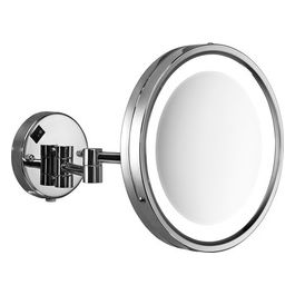 Specchio Con Luci Ingrandimento Ingranditore Muro Cromato Metallo 36x25x25 Cm