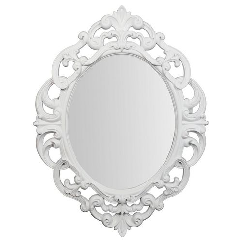 Specchio Decorativo da Parete Ovale Antoinette con Cornice in Polipropilene 60X80 cm Bianco