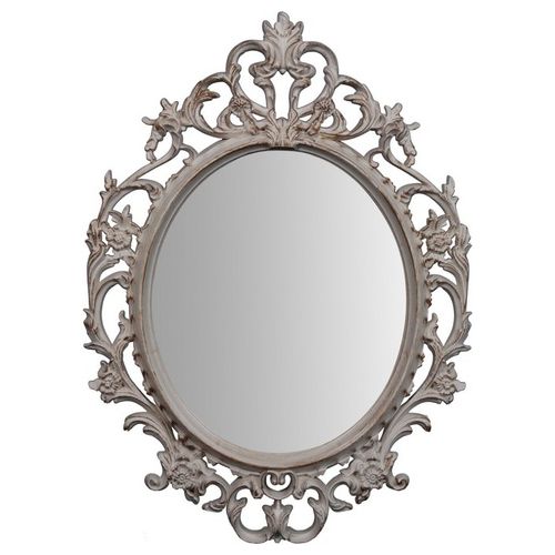 Specchio Decorativo da Parete Ovale Charlotte con Cornice in Polipropilene 37,5X53,5 cm Crema Anticato