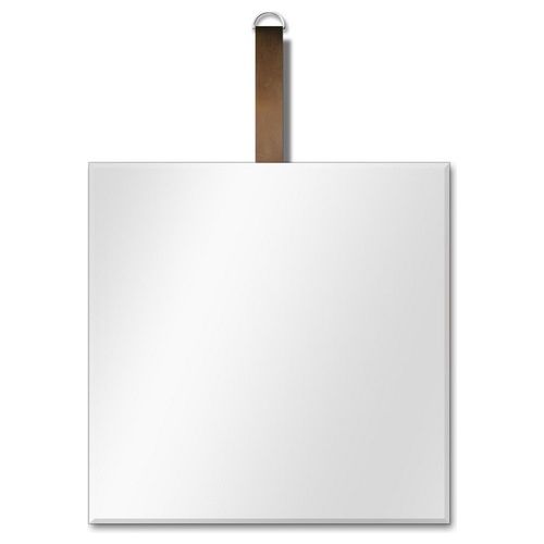Specchio Decorativo da Parete Quadrato Cuir con Grancio in Cuoio 40X40 cm