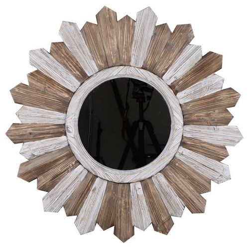 Specchio Decorativo da Parete Radius con Cornice in Legno di Abete 80,5 cm Naturale