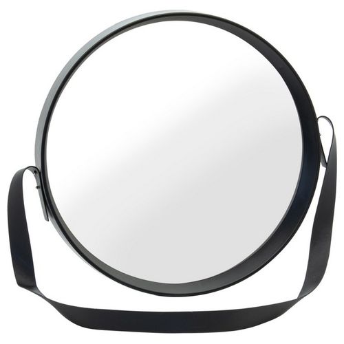 Specchio Decorativo da Parete Tondo Megan con Cinturino con Cornice in Polipropilene Diametro 39,5 cm Nero