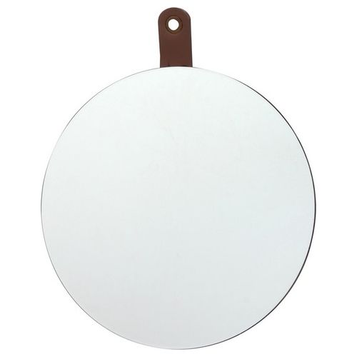 Specchio Decorativo da Parete Tondo Dandy con Grancio in Cuoio Diametro 50 cm