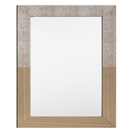 Specchio Rettangolare da Parete Nature con Cornice in Legno 60X90 cm Bianco e Naturale