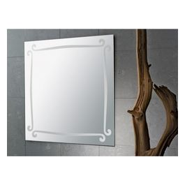 Specchio Senza Luci Cornice e Top Silver/Alluminio/Incolore/Trasparente Vetro 70x70x2 Cm