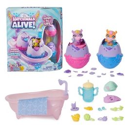 Hatchimals Set 2 Mini Personaggi con Vasca da Bagno