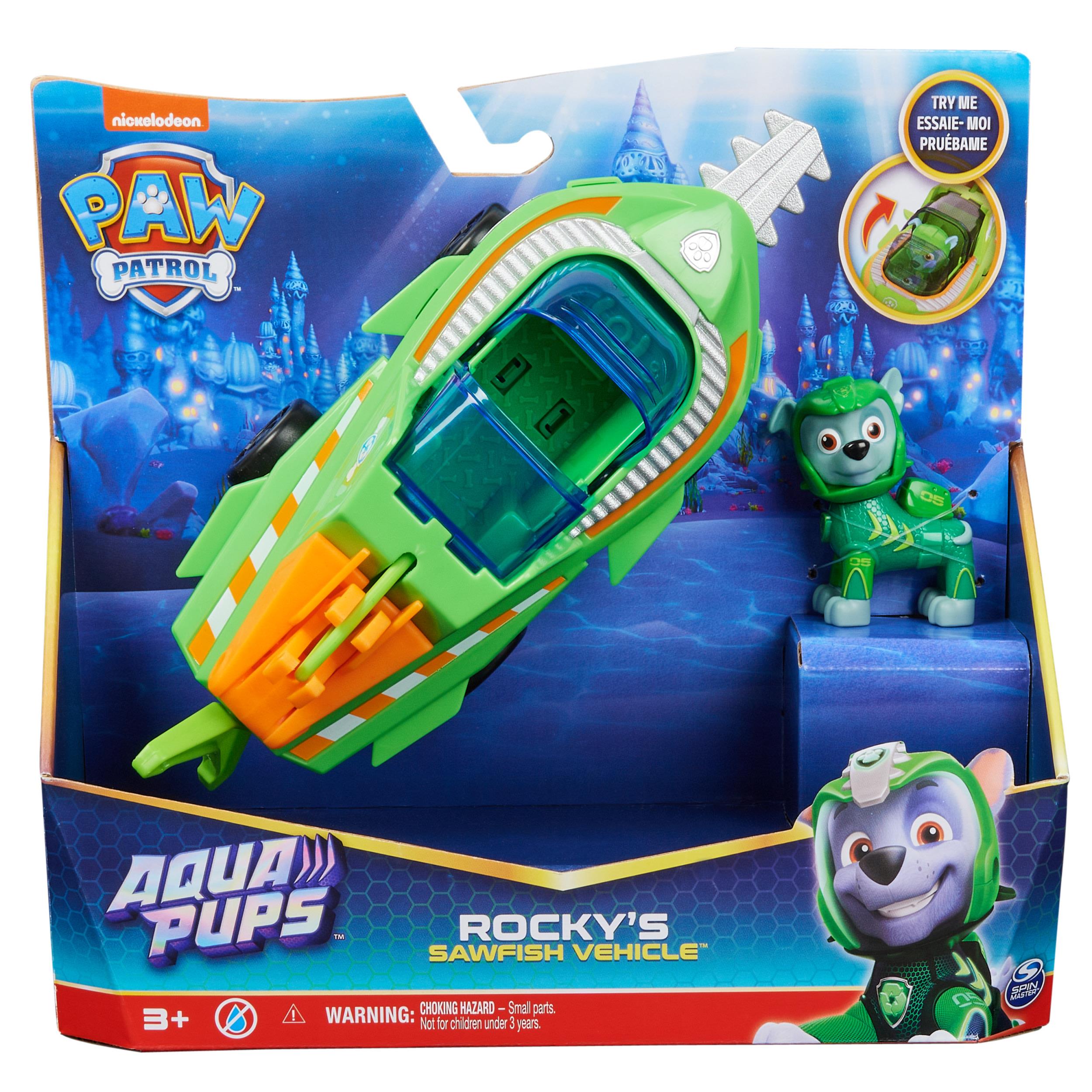 Spin Master Personaggio Paw Patrol Rocky con veicolo Aqua