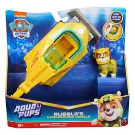 Personaggio Paw Patrol Rubble con Veicolo Aqua Pups