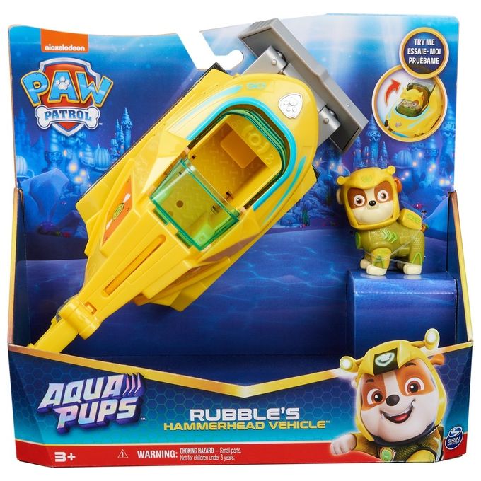 Image of Spin Master Personaggio Paw Patrol Rubble con Veicolo Aqua Pups