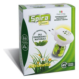 Spira Green Elettroemanatore Doppio Utilizzo Liquido e Piastrine Antizanzare agli Olli Naturali 220/240 v fino a 45 Notti di Protezione