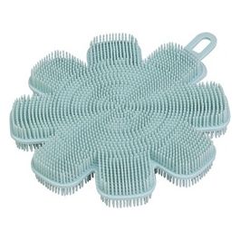 Spugna Scrub Piatti Fiore in Silicone Azzurro