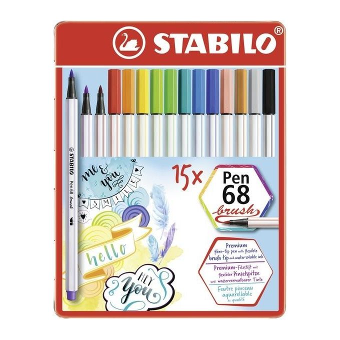 Pennarello Premium STABILO Pen 68 Scatola in Metallo da 30 colori assortiti