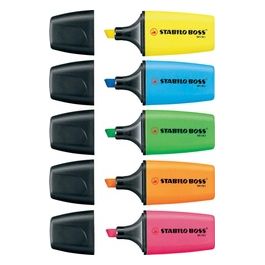 Evidenziatore - STABILO BOSS MINI - Pack da 3 - Giallo/Arancio/Verde