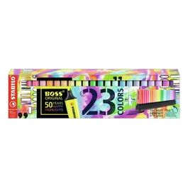 Evidenziatore - STABILO BOSS ORIGINAL Desk-Set 50 Years Edition - 23 Colori assortiti 9 Neon + 14 Pastel