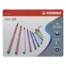 Pennarello Premium - STABILO Pen 68 - Scatola in Metallo da 15 - Colori assortiti