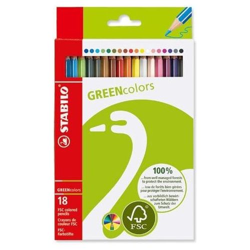 Matita colorata Ecosostenibile - STABILO GREENcolors - Astuccio da 18 - Colori assortiti