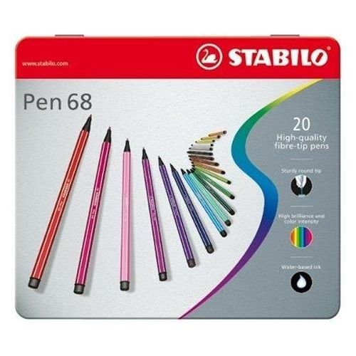 Pennarello Premium - STABILO Pen 68 - Scatola in Metallo da 20 - Colori assortiti