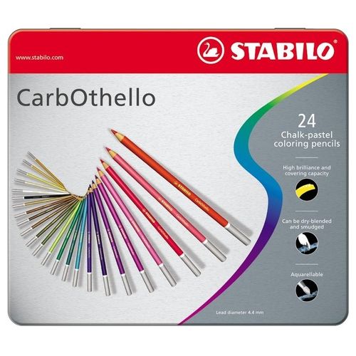 Matita colorata Premium - STABILO CarbOthello - Scatola in Metallo da 24 - Colori assortiti