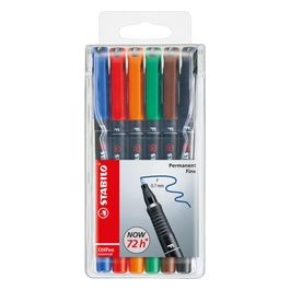 Marcatore - STABILO OHPen universal Permanente - Tratto Fine (0,7 mm) - Astuccio da 6 - Colori assortiti