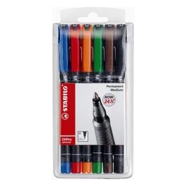 Marcatore - STABILO OHPen universal Permanente - Tratto Medio (1 mm) - Astuccio da 6 - Colori assortiti