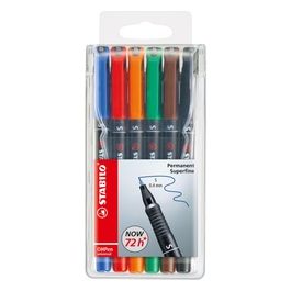 Marcatore - STABILO OHPen universal Permanente- Tratto Superfine (0,4 mm) - Astuccio da 6 - Colori assortiti