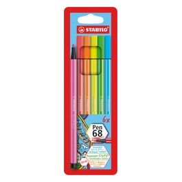 Pennarello Premium - Pen 68 - Astuccio da 6 - Colori fluo