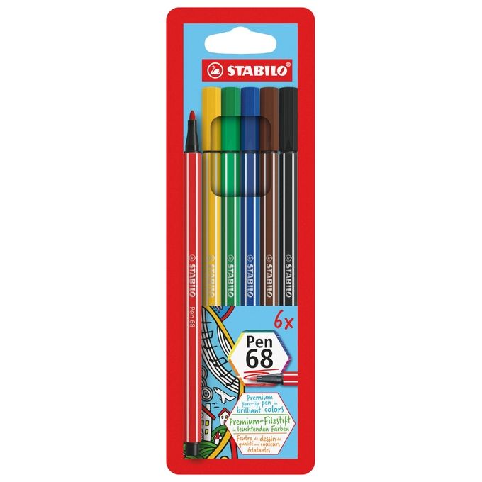 Pennarello Premium - STABILO Pen 68 - Astuccio da 6 - Colori assortiti