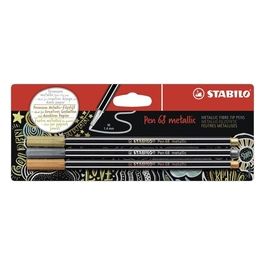 Pennarello Premium Metallizzato - STABILO Pen 68 metallic - Pack da 3 - Oro/Argento/Rame