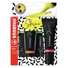 Evidenziatore – STABILO Shine - Astuccio da 4 - Giallo/Arancione/Verde/Rosa