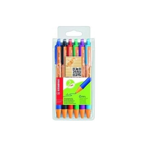 Penna a sfera Ecosostenibile - STABILO pointball - 79% Plastica Riciclata - Astuccio da 6 - Colori assortiti