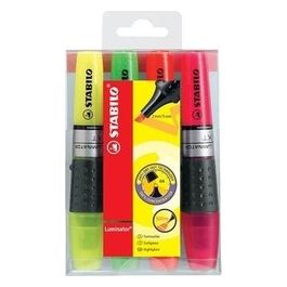 Evidenziatore - STABILO LUMINATOR - lunga durata e doppio tratto (2 + 5 mm) - Astuccio da 4 - Colori assortiti