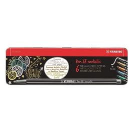 Pennarello Premium Metallizzato - STABILO Pen 68 metallic - Scatola in Metallo da 6 - con 5 colori assoriti