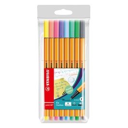 Fineliner - STABILO point 88 Pastel - Astuccio da 8 - Colori pastello assortiti