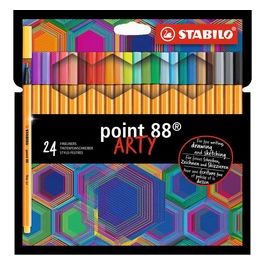 Fineliner - STABILO point 88 - ARTY - Astuccio da 24 con appendino - 24 colori assortiti