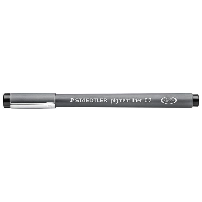 STAEDTLER 308 02-9 VE Pigment Liner Pennarello Fineliner Tratto 0.2 mm Inchiostro Pigmentato Resistente all'Acqua e alla Luce Cap-Off fino a 18 Ore colore Nero