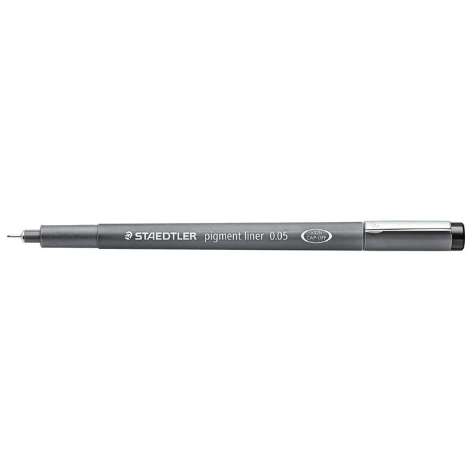 STAEDTLER 308 005-9 VE Pigment Liner Penna Fineliner Larghezza Linea 0,05 mm Inchiostro Nero Pigmentato Resistente All'Acqua e Alla Luce Tecnologia Cap Off colore Nero