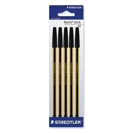 Staedtler Confezione 5 Penne a Sfera Noris Stick Sezione Esagonale Colore nero