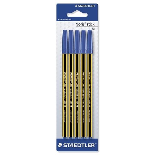 Staedtler Confezione 5 Penne a Sfera Noris Stick Sezione Esagonale Colore blu