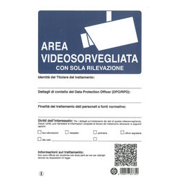 Cartello 30x20cm Videosorveglianza con Rilevamento Alluminio