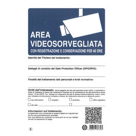Cartello 30x20cm Videosorveglianza con Rilevamento 48h Alluminio