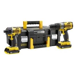 Kit con Cassetta T-stak Trapano Percussione e Avvitatore ad Impulsi Professionali a Batteria Litio 18V 12,0ah